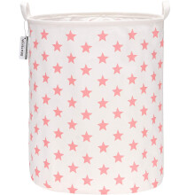 Sea Team 19.7 Inch Large Sized Waterproof Coating Ramie Cotton Fabric Folding Laundry Hamper Bucket Cylindric Burlap Canvas Storage Basket with Styli