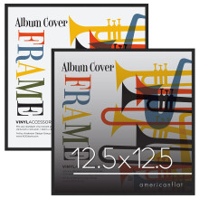 Americanflat Album Frame in Black - Set of 2 - Aluminium Vinyl Frame with Polished Plexiglass and Sleek Minimalist Design - Wall Mounted Vinyl Record