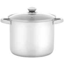 Judge Essentials Polished Stainless Steel Stock Pot with Lid, 6.5L, 22cm Large Induction Pot, Suitable for All Hob Types, Oven and Dishwasher Safe