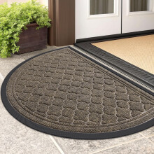 Homaxy Half Moon Door Mats Indoor, Non Slip Rubber Door Matts, Dirt Trapper Absorbent Doormat Outdoor, Washable Heavy Duty Floor Mat for Entrance, Fr