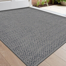 DEXI Indoor Door Mat 61 x 92 cm, Non Slip Rubber Backing, Low Profile Dirt Trapping Doormat for Muddy Shoes & Pet Paws, Washable Entrance Rug, Grey