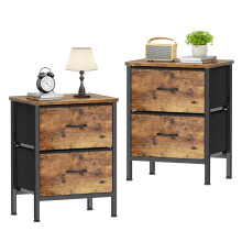 HOMIDEC Bedside Tables Set of 2, Bedroom Bedside Cabinet with Metal Frame and 2 Large Capacity Fabric Drawers for Bedroom, Living Room, Home