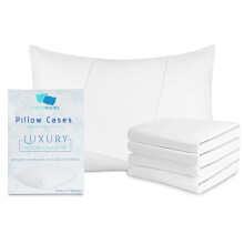 CozyWhirl White Pillow Cases 4 Pack Cotton 200 Thread Count - Hotel Quality Pillow Cases with Envelope Closure Design - Soft & Breathable Fabric Size