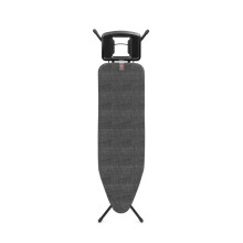 Brabantia Ironing Board B, 124x38cm - Denim Black | 100% Fairtrade Cotton | Stable & Anti-Wobble Frame | Foldable with Adjustable Height & Solid Stea