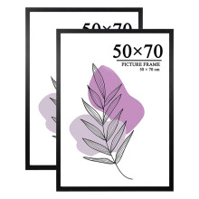 Baoee Picture Frame 50 x 70 cm, Black, Sturdy MDF Wood Frame, Set of 2 Poster Frames, Shatterproof Acrylic Glass, for Hanging, for Photos, Pictures a
