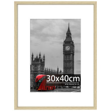 Tinkeps 30x40 Oak Wood Picture Frame, Engineered Wood and Plexiglass, 30x40 Photo Frame with Mount for A4 Prints, Photos, and Posters, Wall Mountable