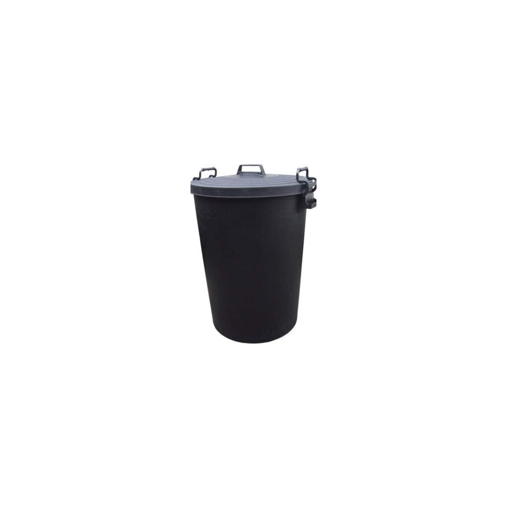 110L Heavy Duty Black Plastic Rubbish Refuse Bin Waste W/ Locking Lid 33089843