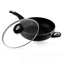 Pendeford Housewares 28cm Extra Large Wok with Glass Lid | Non-Stick | Induction & All Hob Compatible | Premium Aluminium | Soft-Touch Handle | Dishw