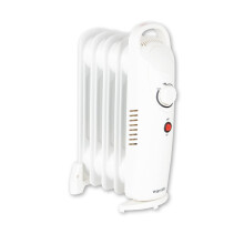 Warmlite WL43002YW 5 Fin Oil Filled Radiator with Adjustable Thermostat and Overheat Protection, 650W, White
