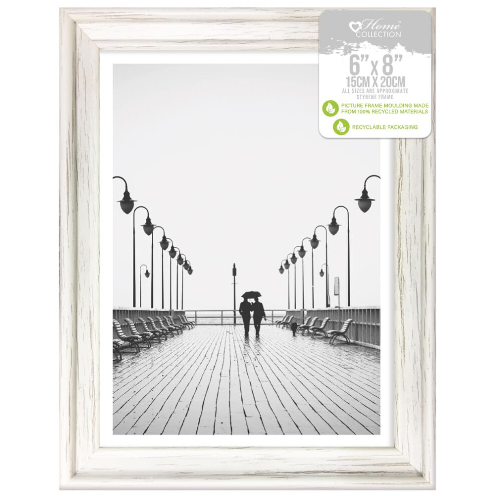 Design Group Solitaire Shabby Chic Distressed Wood Styrene Photo Frames 6X8 White 34794029