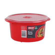 Décor Microsafe 1.5L Round food container. Microwave, freezer, dishwasher safe and BPA Free with air release vent and handles. Master microwave cooki