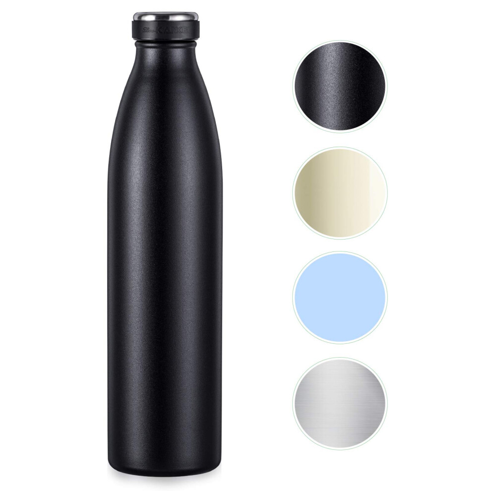 Love-Kankei Black Thermal Water Bottle Vacuum Insulated Bottle 1000Ml/24Hrs Cold/12Hrs Hot - Stainless Steel Double Walled Bpa Free - Travel Flask,