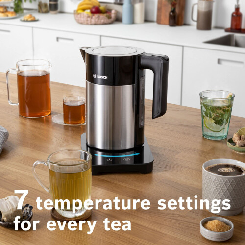Bosch Bosch Sky TWK7203GB 7 Variable Temperature settings & KeepWarm function, Cordless Kettle, 1.7 Litres, Black/Silver 2