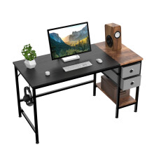 HOMIDEC Computer Desk, Office Work Writing Desk with Drawer and Headphone Hook for Student and Worker, Laptop Table with shelves, Modern Style Desks