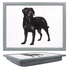 Tamersgifts Cushioned Laptrays Lap Tray TV Dinner Bean Bag Padded Cushion Gift (Black Labrador Laptray)