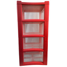 4 Drawer Large Plastic Storage Drawer Tower Perfect for Schools, Offices and Children's Toys Storage Solution (Red)