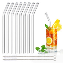 DONQL 8 Pcs Glass Straws Reusable Glass Straw Drinking Straws with 20cm Length Eco Friendly with 2 Cleaning Brushes Transparent Clear Straws Perfect