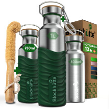 Blockhütte Stainless Steel Water Bottle Insulated I 750ml Water Bottle Metal, BPA Free, Thermal Leakproof Flask, Dishwasher Safe, for Gym, Cold Drink