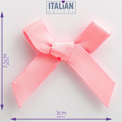 Italian Options Satin Craft Bows 100-Piece Pack, 3 cm Bow Width, Pink 1