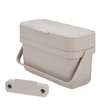 Joseph Joseph Compo 4 Easy-fill Slimline Food Waste Recycling Caddy with air vent, optional door mount, 4 Litres-Stone