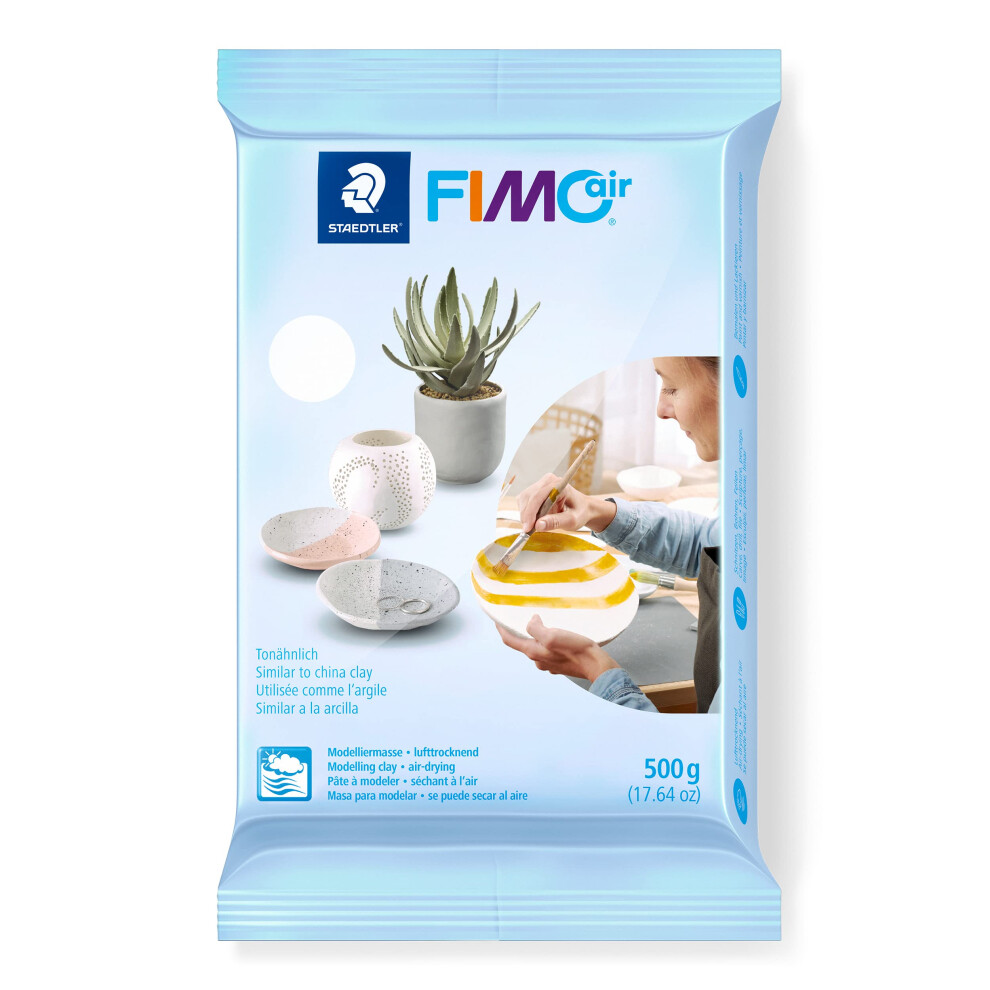 Staedtler 8100-0 Fimoair Basic - Air Drying Modelling Clay, 500G - (Pack Of 1) White