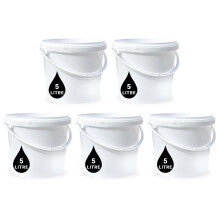 5 x 25L Plastic Bucket Pail + Handle & Lid - Heavy Duty Food Grade BPA Free Multi-use Fermentation Feed Dry Food Liquid Chemicals Hydroponics Sto