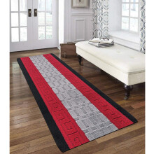 PHP Non-Slip Area Rug, 80 x 150 cm Washable, Heavy Duty Floor Protector Anti Slip Hallway Large Rug for Indoor Outdoor Hall Bedroom and Kitchen - Bla
