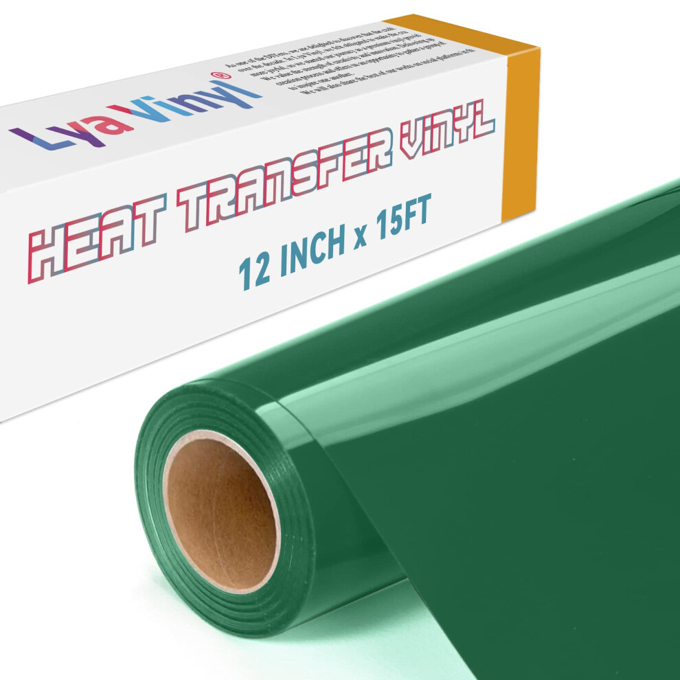 Lya Vinyl 15Ft Heat Transfer Vinyl, Dark Green Iron On Vinyl Roll For Cricut, Silhouette Cameo, Dark Green Htv Vinyl For Diy Fabric, Clothes, Bags, A 94105292