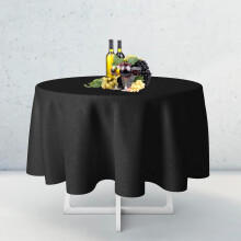 WedDecor 5pcs Premium Quality 108 Inch Black Round Tablecloth Durable Polyester Fabric Table Cover for Wedding Birthday Anniversary Dinner Parties Ev