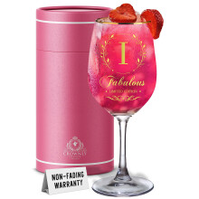 CROWNLY CRYSTAL Personalised Wine Glass for Women Gifts for Her Retirement and Birthday Gifts Ladies Gifts for Teachers Gift Sets for Women (I)