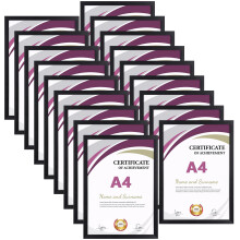 Hoikwo Multi A4 Photo Frames Set of 18, Black A4 Picture Frame for Wall Hanging or Tabletop Display, Ideal for Certificates, Photos, Artwork, Poster,