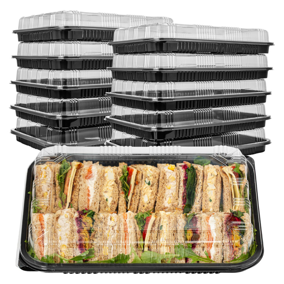 Superior Sandwich Platter Trays - Pack of 5 Reusable Catering Trays for Parties - Buffet Serving Platters with Spill Proof Lids - Catering Platters f-image-OPC-PMGTNBQ-NEW