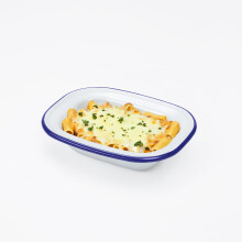 WINSOME Enamel Pie Dish | White Roasting Tin | Dishwasher Safe Pudding Baking Steak Plate Tray for Oven & Stove (L 16 x W 12 x D 3.8 cm)