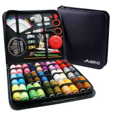 Sewing Kit,AUERVO 116 Premium Sewing Supplies with PU Case, 30 XL Thread Spools,Mini Sewing Kits for DIY, Beginners,Emergency,Kids,Summer Campers, Tr