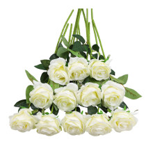 Tifuly 12 PCS Artificial Roses, 19.68'' Single Long Stem Fake Rose Silk Bridal Wedding Bouquet Realistic Flower for Home Garden Party Hotel Office De