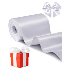 White Satin Ribbon 4 Inch x 22 yd Wide Thick Ribbon for A Grand Opening Business Ribbon Cuttings Ceremony Bow Wedding Chairs Pageant Sashes Christmas