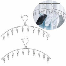 20 Clips Sock Dryer Folding Stainless Steel Laundry Drying Rack Sock Hanger Underwear Windproof Peg Airer Peg Hanger Space Saver Drip Hanger for Sock
