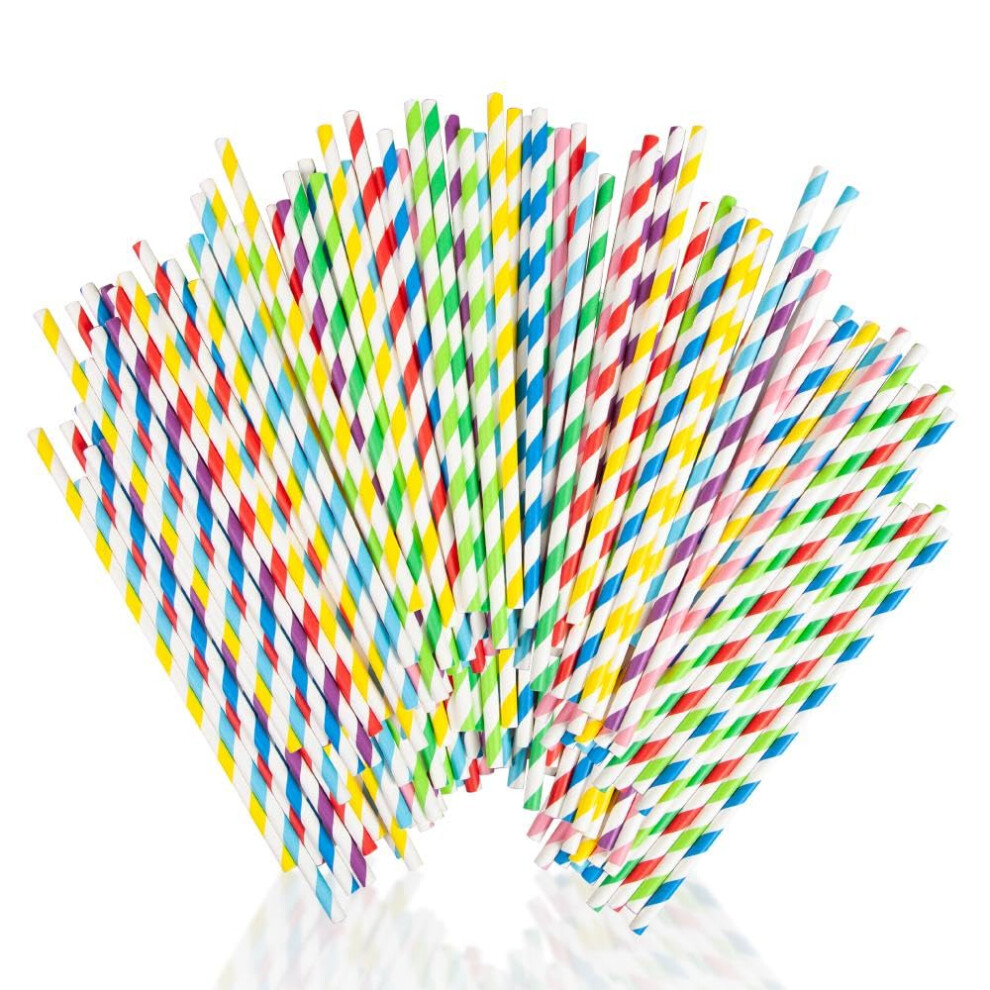 Party Buzz Paper Straws (250 Pack) - Biodegradable, Multicolor, 7.75 Inches X 0.25 Inches, 250 Count 34311998