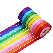 Rainbow Satin Ribbon Double Faced Polyester Ribbon 10 Colors, 10mm X 4.5M Each, Fabric Ribbon Use for Gift Wrapping, Wedding Party Decoration, Hair B