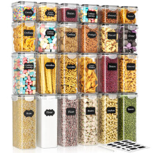 SavvyStor 24 PCS Food Storage Containers, Kitchen Storage, 42L BPA Free Pantry Organizers and Storage Plastic Leak-Proof Canisters for Cereal Dry Foo