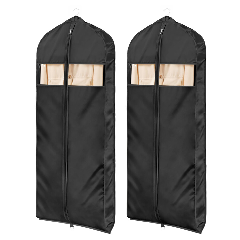 Univivi Super Soft Satin Hanging Garment Bags, 60" Dress Bags Covers Long with Zipper, Dress Covers Full Length with Gussets, Breathable & Non-smell-image-OPC-PMGTNYG-NEW