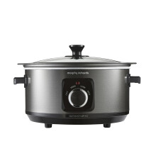 Morphy Richards 6.5L Sear and Stew Slow Cooker with Detachable Hinged lid, Shatter Resistant Aluminium Pot, 3 Heat Settings, Hob Proof, Easy Clean, 1