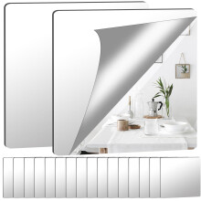 Augshy 8 Pack Self Adhesive Mirror Adhesive Mirror Tiles 2MM Thick Acrylic Stick On Wall Mirrors Sheets Removable Mirror Stickers for Home Decoration