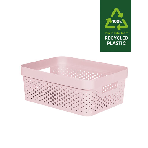 Curver Curver Infinity Dots Set of 3 Rectangular 100% Recycled Medium Storage Baskets 11 Litres - Pink 1