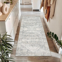 Homcomodar Distressed Runner Rug for Hallway 60x150cm Vintage Kitchen Rugs Non Slip Floor Carpet Runner Washable Area Rug Runner for Bedroom Laundry