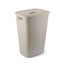 Curver Softex 56L Laundry Hamper, 70 percent Recycled Material, Durable, Lightweight, Chalk White