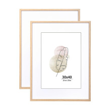 KAIWIN 30x40 Picture Frame Oak Set of 2, Wooden Poster Frame suitable for A4 with mat, 16x12 Picture Frames for Wall Mounting Display for Home, Offic