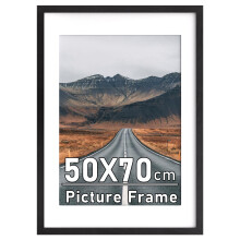 70x50cm Picture Frame with Mount, Black 50x70cm Photo Frames, Poster Frame with Safe Perspex Front, Wall Mounting