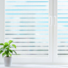 DOWELL Window Film Privacy Film for Glass Windows 60x400cm, Classic Stripes Pattern Decorative Sticker Anti UV Static Cling, Glass Vinyl Opaque Non A