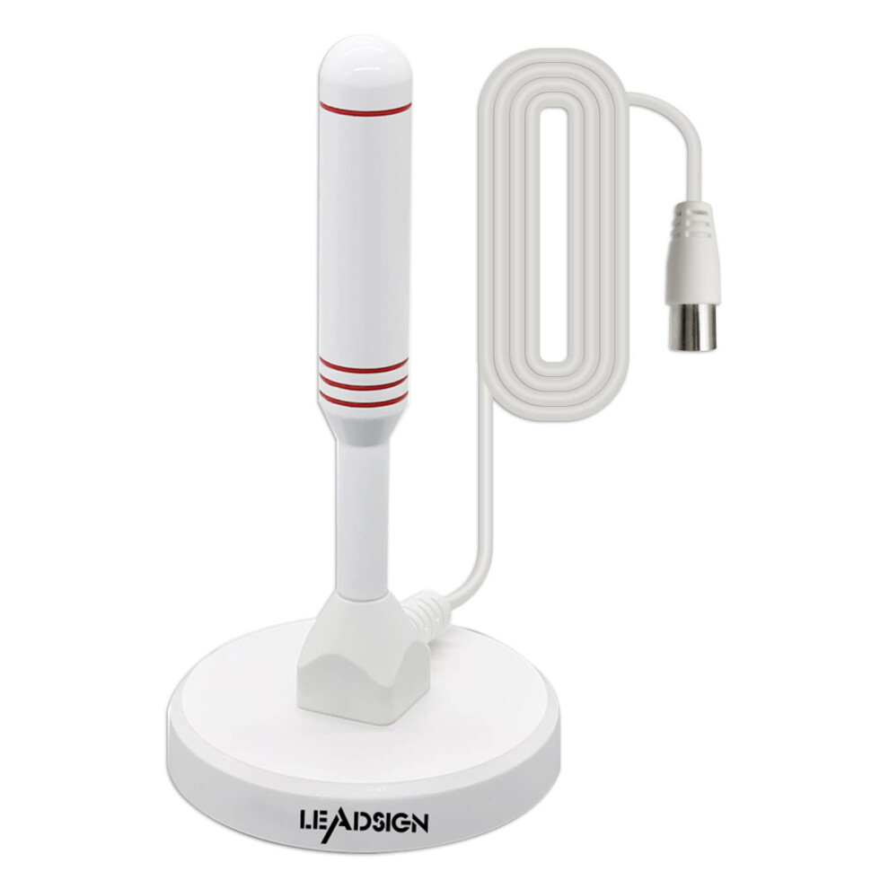 Portable Indoor Tv Aerial With Magnetic Base -Leadsign 360Reception High Gain Digital Freeview Tv Antenna, 4K 1080P Vhf Uhf White 88885636